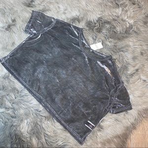 COPY - NEW!! METALLIC MESH CROP TOP